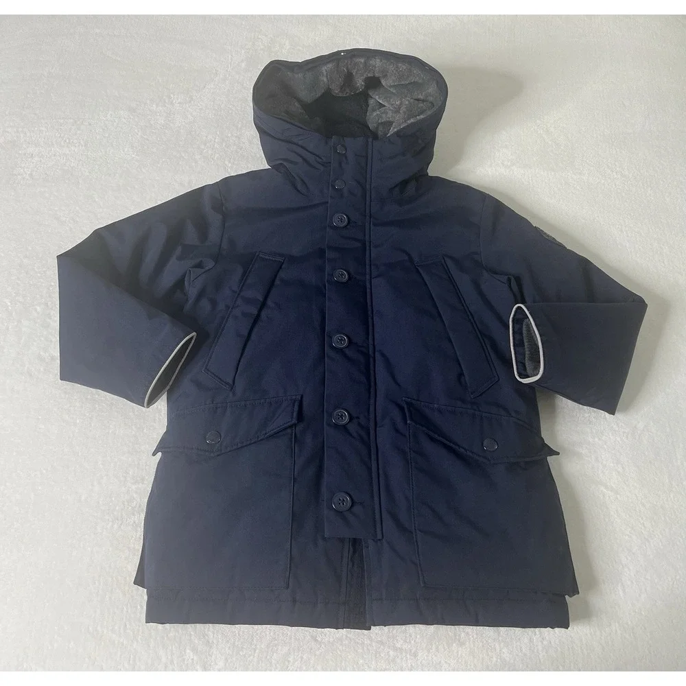 GAP‎ Kids Unisex ColdControl Max Parka Navy Blue Insulated Cozy Fleece Pockets M